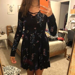 Long-sleeve Floral Dress
